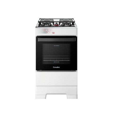Fogão Esmaltec 4 Bocas Ideal Top Mesa Inox Tampa de Vidro Forno 50 Litros Branco T4iab Bivolt