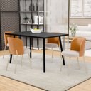 Ver imagem 2 de Kit 4 Cadeiras Sala de Jantar Estofada Gavi Arena L02 Couríssimo Whisky Bouclê Creme - Lyam Decor