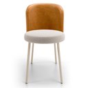 Ver imagem 3 de Kit 4 Cadeiras Sala de Jantar Estofada Gavi Arena L02 Couríssimo Whisky Bouclê Creme - Lyam Decor