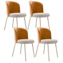 Ver imagem 1 de Kit 4 Cadeiras Sala de Jantar Estofada Gavi Arena L02 Couríssimo Whisky Bouclê Creme - Lyam Decor