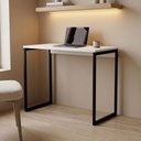 Ver imagem 2 de Escrivaninha Slim Home Office Retangular Mdf e Aço Quarto Escritório Branco/pé Preto - Lh Móveis