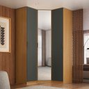 Ver imagem 1 de Guarda Roupa de Canto Obliquo Espelho 3 Portas Mdf Altezza Clean Belmax:freijó/titânio