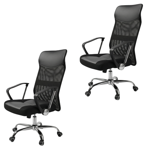 Kit 2 Cadeiras Escritório Presidente Tela Mesh Tribune Base Cromada Rodinhas e Laudo Ergonômico