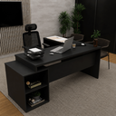 Ver imagem 2 de Conjunto Mesa Pedestal em L com Gavetas e Cadeira de Escritório Ergonômicas - Preto