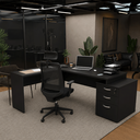 Ver imagem 3 de Conjunto Mesa Pedestal em L com Gavetas e Cadeira de Escritório Ergonômicas - Preto
