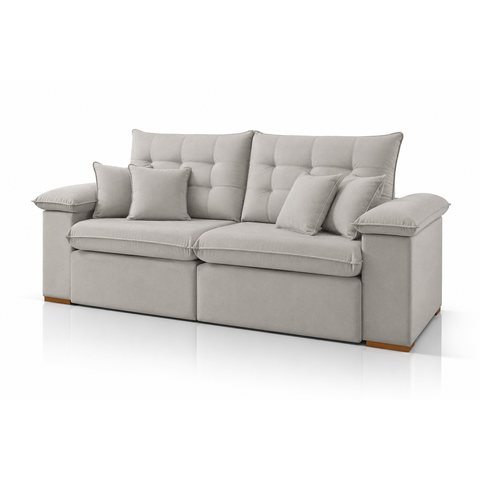 Sofá Retrátil e Reclinável Sorento - Conforto Soft D28 com 20cm de Espuma:Veludo Bege/2,50