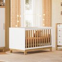 Ver imagem 2 de Berço Mini Cama 2 em 1 Q Encanto Branco Acetinado/freijó - Qmovi