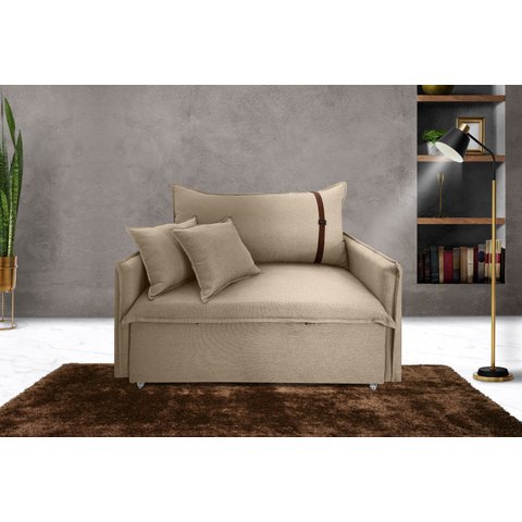 Poltrona Sofá-cama Valence Premium 130cm Softgel D33 - Linho Bege