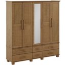 Ver imagem 7 de Guarda Roupa Casal com Espelho 5 Portas 6 Gavetas 208cm Madeira Maciça Zahav F06 Freijó - Lyam
