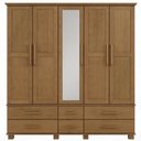 Ver imagem 2 de Guarda Roupa Casal com Espelho 5 Portas 6 Gavetas 208cm Madeira Maciça Zahav F06 Freijó - Lyam