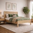 Ver imagem 1 de Cama Casal Queen Size 1,60 Madeira Maciça Natural Cabeceira