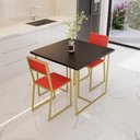 Ver imagem 1 de Conjunto Mesa de Jantar Quadrada Preta 2 Cadeiras Estofado Riviera Industrial Don Castro Vermelho