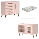 Ver imagem 1 de Berço Americano 3820 e Cômoda Infantil 3825 Q Encanto Retrô Rosa com Colchão Gazin - Qmovi