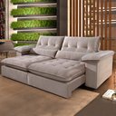Ver imagem 1 de Sofá 2,90m Retrátil e Reclinável Atlanta Com Molas ensacadas 5 Lugares Fabri Decor:Bege