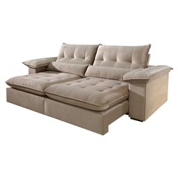 Sofá 2,90m Retrátil e Reclinável Atlanta Com Molas ensacadas 5 Lugares Fabri Decor:Bege - 4