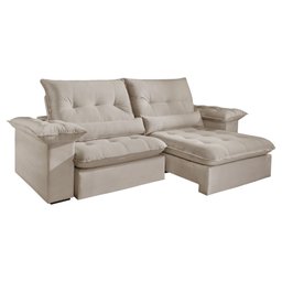 Sofá 2,90m Retrátil e Reclinável Atlanta Com Molas ensacadas 5 Lugares Fabri Decor:Bege - 3