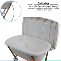 Banheira Banho Bebê Burigotto Tchibum Polar Com Suporte e Trocador - 4