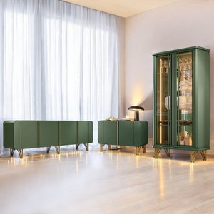 Conjunto Decorativo 1 Cristaleira e 2 Buffets Texas/virginia/bambino Verde Pistache G26 - Gran Belo