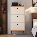 Ver imagem 3 de Kit Quarto Sapateira 3 Gavetas Basculantes e Mesinha Lateral Pequena com Nicho Off White/Cinamomo