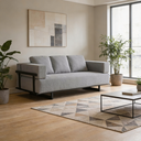 Ver imagem 1 de Sofá 2 Lugares Cama Solteiro Linho Cinza Living 200cm Base Industrial Sala Cherie K01 - D’Rossi