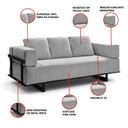 Ver imagem 2 de Sofá 2 Lugares Cama Solteiro Linho Cinza Living 200cm Base Industrial Sala Cherie K01 - D’Rossi