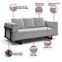 Ver imagem 2 de Sofá 2 Lugares Cama Solteiro Linho Cinza Living 200cm Base Industrial Sala Cherie K01 - D’Rossi