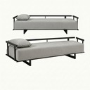 Ver imagem 3 de Sofá 2 Lugares Cama Solteiro Linho Cinza Living 200cm Base Industrial Sala Cherie K01 - D’Rossi