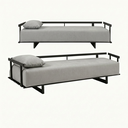 Ver imagem 3 de Sofá 2 Lugares Cama Solteiro Linho Cinza Living 200cm Base Industrial Sala Cherie K01 - D’Rossi
