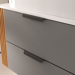 Conjunto Gabinete Banheiro Taos 80cm (armário + Cuba + Espelheira + Tampo Vidro) - 2