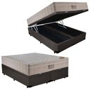 Ver imagem 1 de Cama Box Baú Casal Bipartido Sintético + Colchão Ortobom Airtech Molas Ensacadas 65x138x188