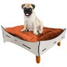 Caminha Pet Cachorro Premium MDF Champagne Pés Palito Almofada Veludo Terracota - Desk Design - 1