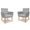 Ver imagem 1 de Kit 2 Poltronas Cadeira com Capitonê para Sala Clássica e Confortável em Suede