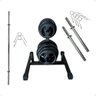 Kit Musculação com Suporte + 100 Kg de Anilhas Ferro com Barras - 1