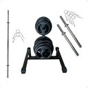 Ver imagem 1 de Kit Musculação com Suporte + 100 Kg de Anilhas Ferro com Barras
