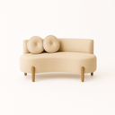 Ver imagem 2 de Kit 02 Poltronas Gaia +sofá + Puff Living Decorativo Curvo Orgânico Boucle Bege - Montanaris Decor