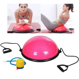 Meia Bola Bosu com Elastico Ginastica Pilates Yoga Academia Equilibrio Fit Exercicio Fitness Reabili