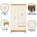 Ver imagem 7 de Guarda Roupa Solteiro Flor 4 Portas de Bater 2 Gavetas MDP Cinamomo-Off White Demóbile 100cm
