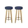 Kit 2 Banqueta Alta Elegance Bar Balcão Cozinha Bancada Pé Castanho Suede Azul Marinho - Móveis Mafe - 1