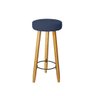 Kit 2 Banqueta Alta Elegance Bar Balcão Cozinha Bancada Pé Castanho Suede Azul Marinho - Móveis Mafe - 2