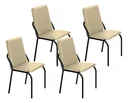 Ver imagem 1 de Kit 4 Cadeiras Malibu Corino Creme Tubo Martelado