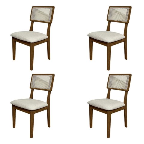 Kit 4 Cadeiras Fixas de Jantar com Telinha