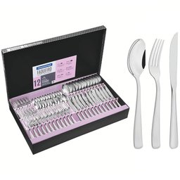 Faqueiro Tramontina Pacific Aço Inox C/ Facas de Churrasco Brilho e Detalhes no Cabo 72 Pçs - 1