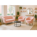 Ver imagem 1 de Kit Namoradeira e 2 Poltronas Pétala Decorativa Veludo Rosa - Montanaris Decor