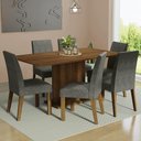 Ver imagem 1 de Conjunto Sala de Jantar Mesa Tampo de Madeira 6 Cadeiras Rustic/silver Renata Madesa