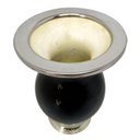 Ver imagem 4 de Kit Cuia Preta Bocal Inox Pé Metal + Bomba Estampada 21cm