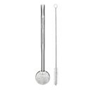 Ver imagem 3 de Kit Cuia Preta Bocal Inox Pé Metal + Bomba Estampada 21cm