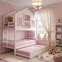 Ver imagem 3 de Treliche Casinha Dos Sonhos com Varanda Madeira Maciça Branco Rosa Housin