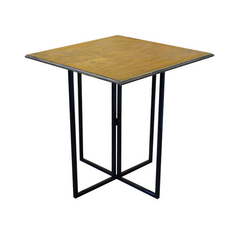 Mesa Industrial Quadrada Preta 90x90cm Tampo Madeira Imbuia