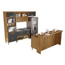 Ver imagem 2 de Cozinha Completa Princesa 6 Portas 8 Gavetas com Ilha Ripado 100% Mdf Freijó/grafite - Nesher