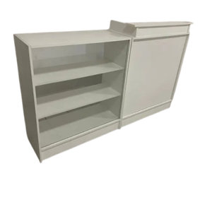 Balcão de Atendimento com Vitrine e Prateleiras Internas - Mdf Branco 120cm